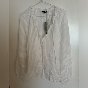 *NWT* Lulu’s brand white striped sheer blouse size large